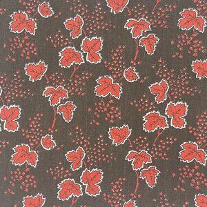 Vintage Fall Autumn Leaves Print Fabric Brown Orange Rust Earth Tones 40s 50s 60